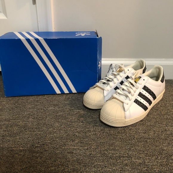 NIB Adidas White Originals Superstar 80s Lace Up Sneakers Size 8 US $120 - Picture 2 of 8
